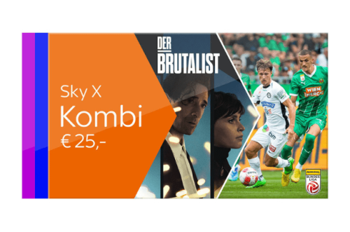 Stream dir jetzt Sky X Fiction und Sky X Sport um nur € 25,- mtl. statt € 40,99 mtl. - selbstverständlich monatlich kündbar.